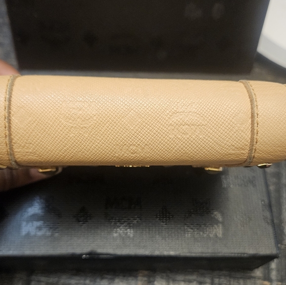 MCM Tan Studded Leather Trifold Wallet - Picture 2 of 10